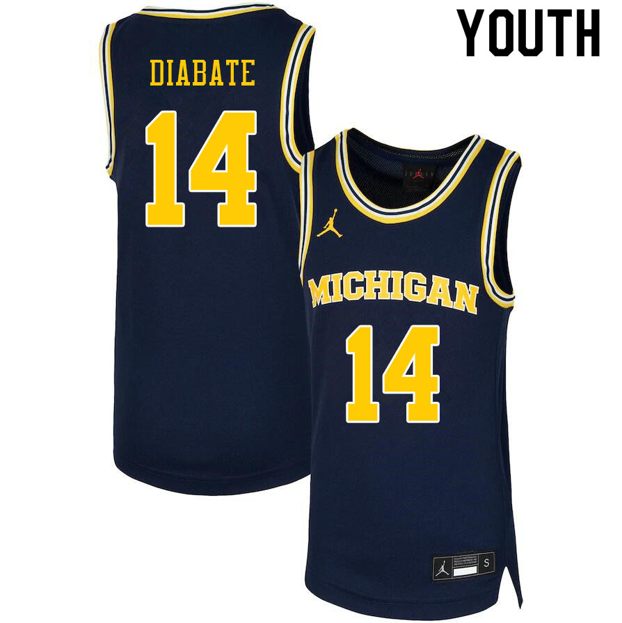 Youth #14 Moussa Diabate Michigan Wolverines College Basketball Jerseys Sale-Navy